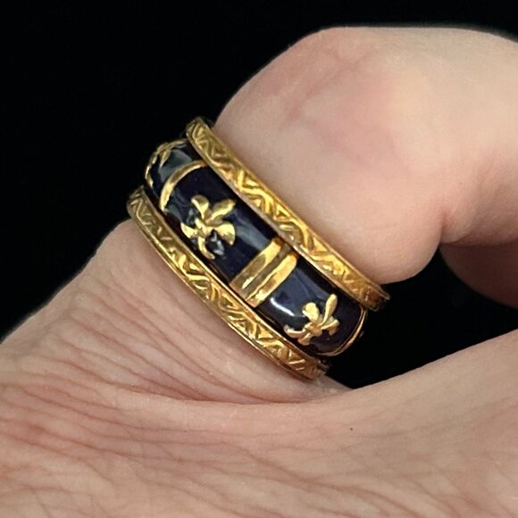 Rare! Hidalgo Women's 18K Gold and Enamel Ring Set - Picture 1 of 7